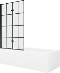 Vonia Mexen Vega su apdaila ir stiklo sienele, 150x70 cm + 100 cm (II), White+Black grid kaina ir informacija | Vonios | pigu.lt