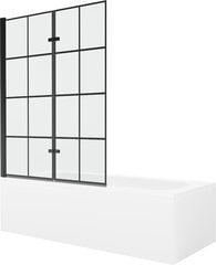 Vonia Mexen Vega su apdaila ir stiklo sienele, 150x70 cm + 120 cm (II), White+Black grid kaina ir informacija | Vonios | pigu.lt