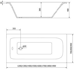 Ванна Mexen Vega с бортиком и стеклянной стенкой, 170x70 см + 80 см (II), белая+черная сетка цена и информация | Ванны | pigu.lt