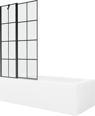 Vonia Mexen Vega su apdaila ir stiklo sienele, 150x70 cm + 100 cm, White+Black grid kaina ir informacija | Vonios | pigu.lt