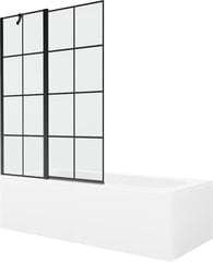 Vonia Mexen Vega su apdaila ir stiklo sienele, 150x70 cm + 120 cm, White+Black grid kaina ir informacija | Vonios | pigu.lt