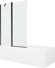 Vonia Mexen Vega su apdaila ir stiklo sienele, 170x70 cm + 120 cm, White+Black/Transparent kaina ir informacija | Vonios | pigu.lt