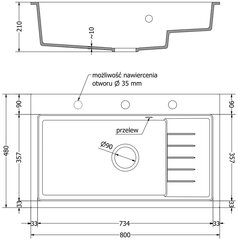 Granitinė virtuvinė plautuvė Mexen Omar su sifonu, Metallic black/silver+Chrome, 800 x 480 mm цена и информация | Раковины на кухню | pigu.lt