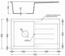 Granitinė virtuvinė plautuvė Mexen Bruno su maišytuvu ir sifonu, White/Chrome kaina ir informacija | Virtuvinės plautuvės | pigu.lt