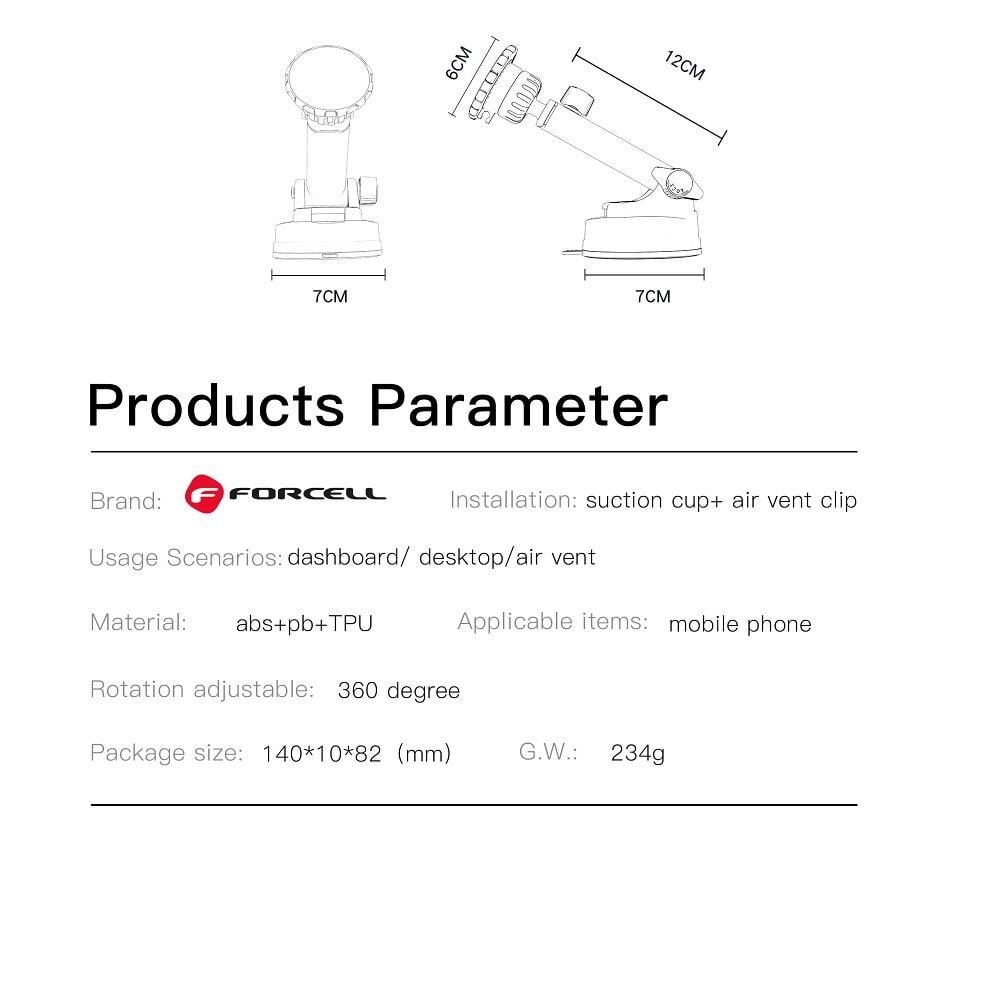 Forcell F-Grip Excelence цена и информация | Telefono laikikliai | pigu.lt