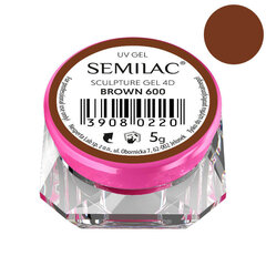 Nagų dekoravimo gelis Semilac Sculpture Gel 4D 600 Brown, rudas, 5 g цена и информация | Средства для маникюра и педикюра | pigu.lt