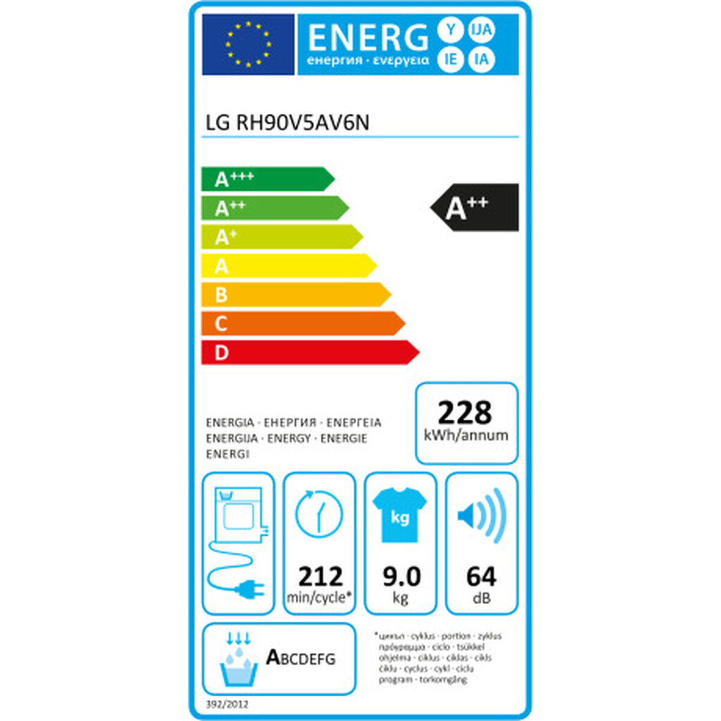 LG RH90V5AV6N kaina ir informacija | Džiovyklės | pigu.lt