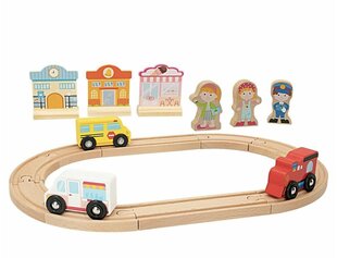Medinė trasa su traukiniais Woomax, įvairių spalvų kaina ir informacija | Žaislai berniukams | pigu.lt
