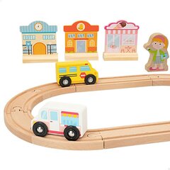 Medinė trasa su traukiniais Woomax, įvairių spalvų цена и информация | Игрушки для мальчиков | pigu.lt