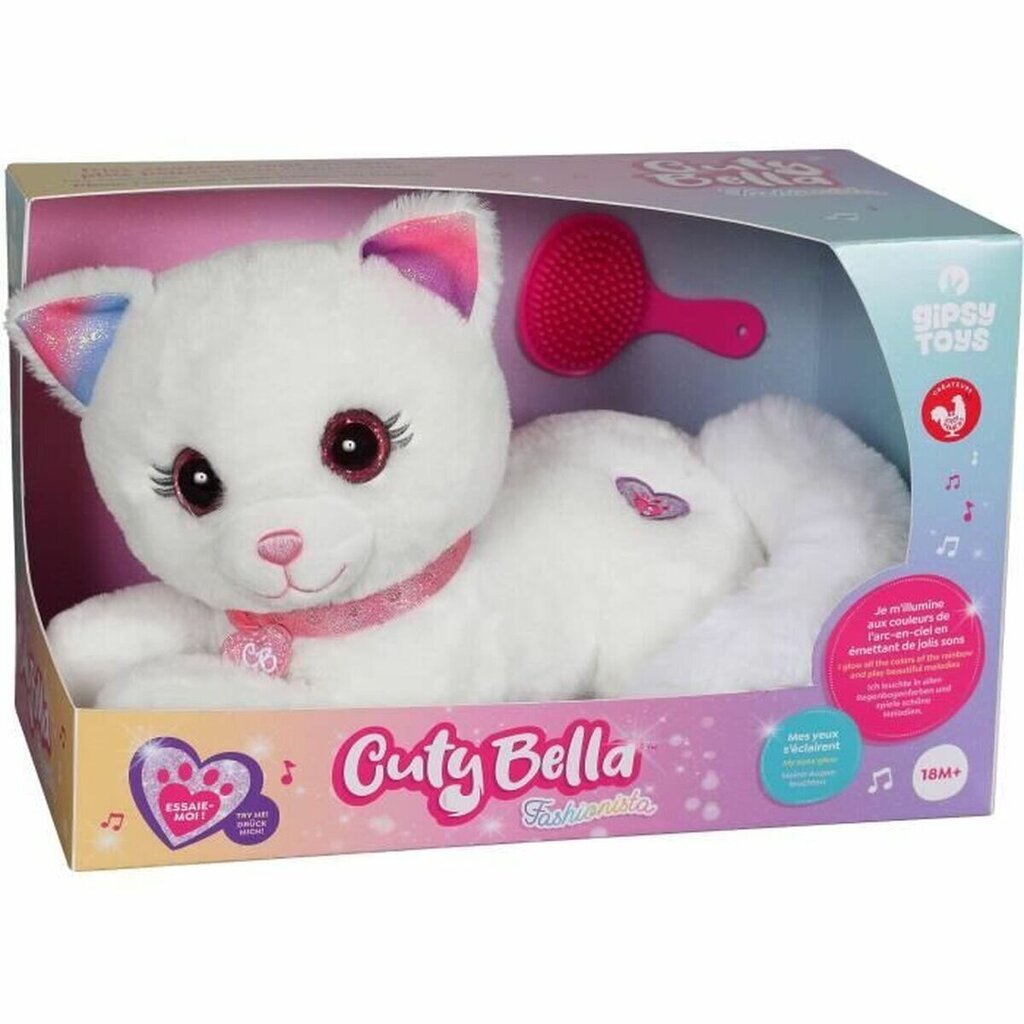 Pūkuotas žaislas su garsais Gipsy Cuty Bella, baltas kaina ir informacija | Minkšti (pliušiniai) žaislai | pigu.lt