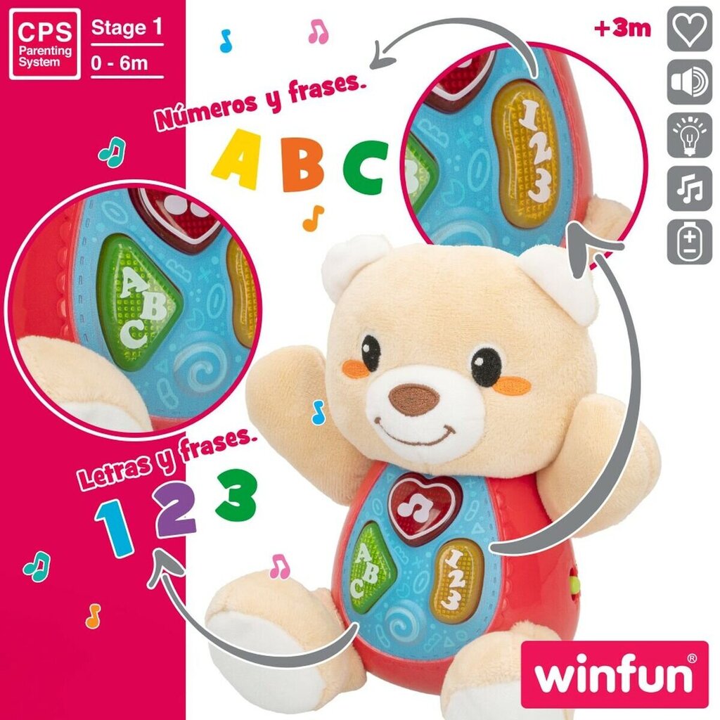 Pliušinis žaislas su garsais Winfun Lokys, 12 vnt. kaina ir informacija | Minkšti (pliušiniai) žaislai | pigu.lt