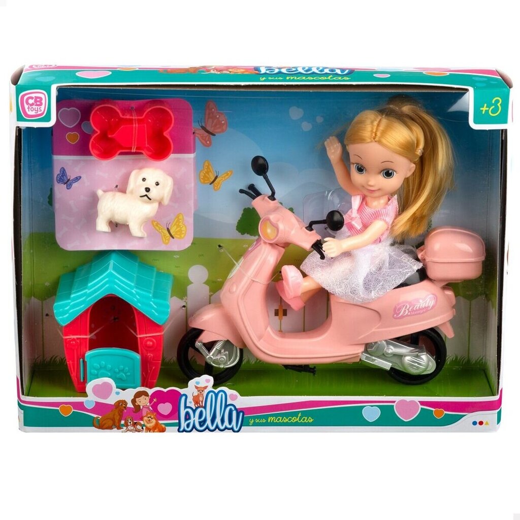 Lėlė su motociklu Colorbaby Bella, 16 cm , 6 vnt. kaina ir informacija | Žaislai mergaitėms | pigu.lt