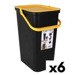 Tontarelli rūšiavimo šiukšlių dėžė, geltona, juoda, 24 L, 6 vnt цена и информация | Мусорные баки | pigu.lt