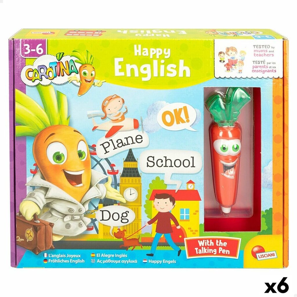 Edukacinis žaidimas Carotina Baby Happy English dėlionė Lisciani, 24 d, 6 vnt. kaina ir informacija | Lavinamieji žaislai | pigu.lt