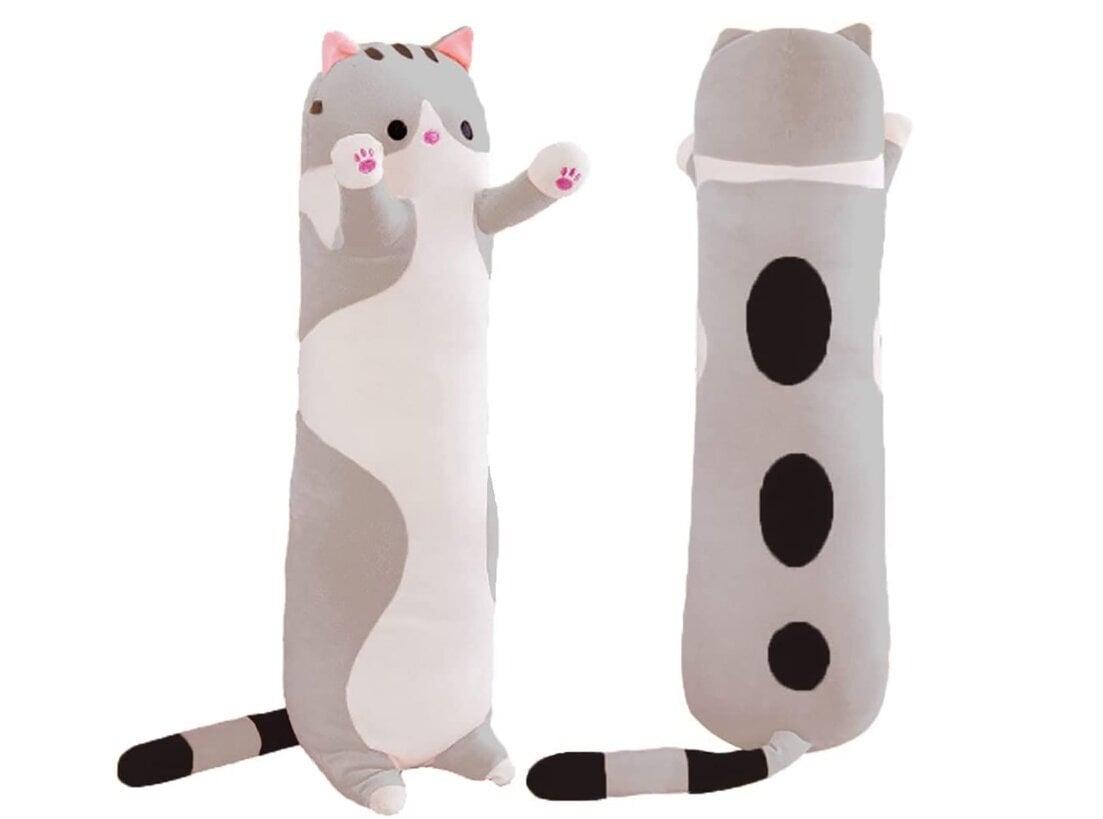 Pliušinė žaislas katė, pilkos spalvos, 150 cm kaina ir informacija | Minkšti (pliušiniai) žaislai | pigu.lt