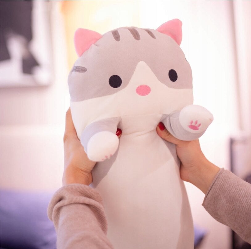 Pliušinė žaislas katė, pilkos spalvos, 150 cm kaina ir informacija | Minkšti (pliušiniai) žaislai | pigu.lt