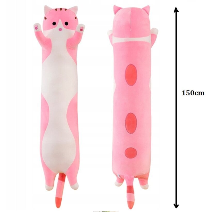 Pliušinė žaislas katė, rožinės spalvos, 150 cm kaina ir informacija | Minkšti (pliušiniai) žaislai | pigu.lt