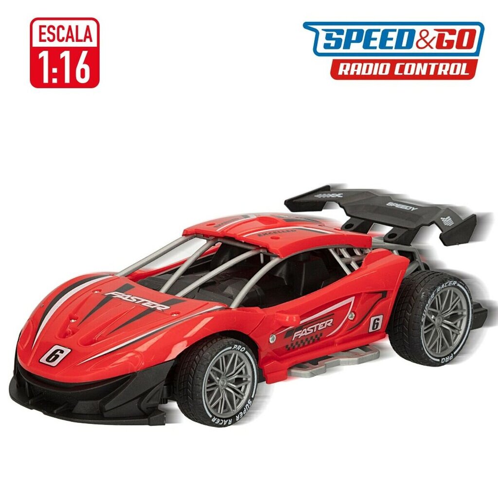 Nuotoliniu būdu valdomas automobilis Speed & Go 1:16, raudonas цена и информация | Žaislai berniukams | pigu.lt