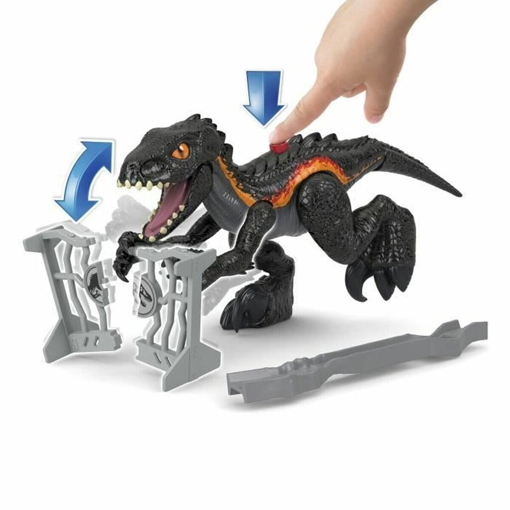 Dinozauras Indoraptor su priedais Fisher Price, juodas/oranžinis, 3 d. kaina ir informacija | Žaislai berniukams | pigu.lt