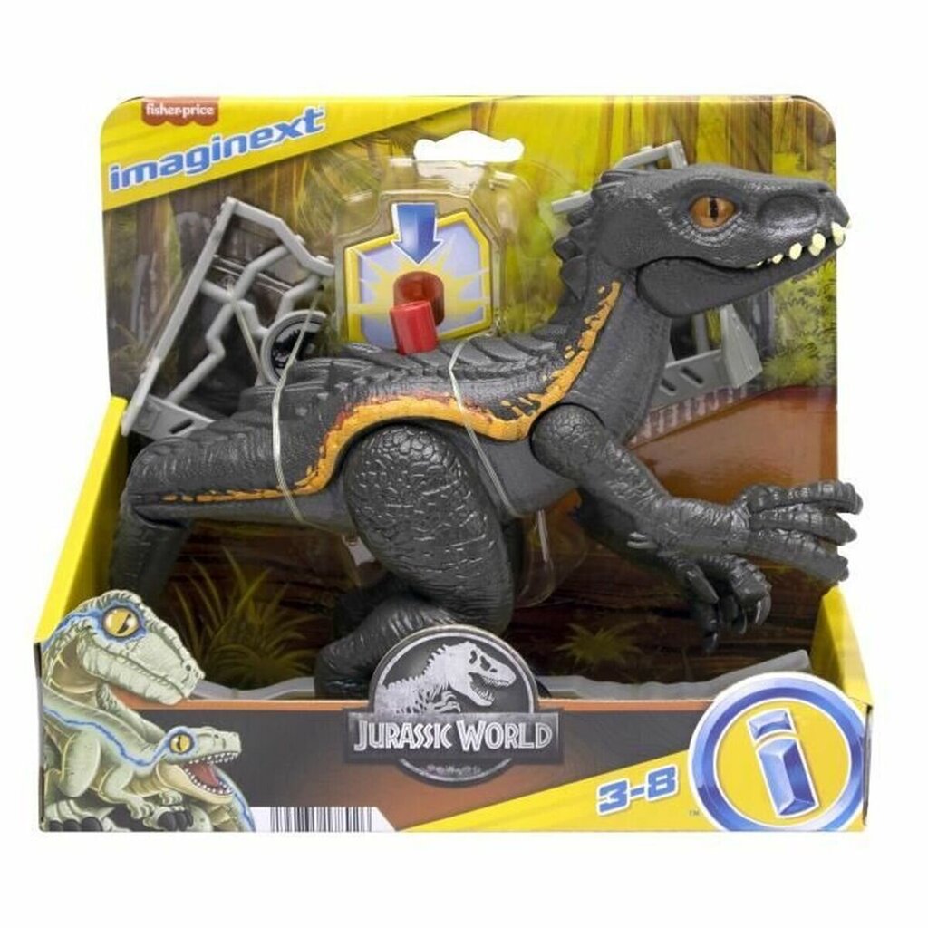 Dinozauras Indoraptor su priedais Fisher Price, juodas/oranžinis, 3 d. kaina ir informacija | Žaislai berniukams | pigu.lt