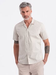 рубашка с кубинским воротником - кремовая v7 om-shss-0168 125040-7 цена и информация | Мужские рубашки | pigu.lt