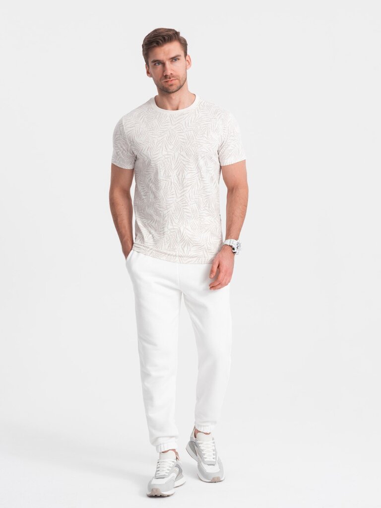 Marškinėliai vyrams Ombre 01829, balti цена и информация | Vyriški marškinėliai | pigu.lt