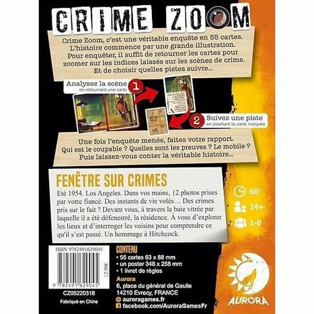 Stalo žaidimas Asmodee Crime Zoom Fenêtre sur Crimes, FR kaina ir informacija | Stalo žaidimai, galvosūkiai | pigu.lt