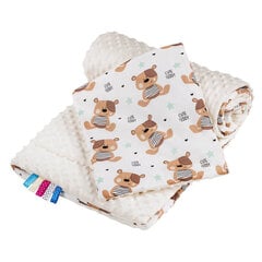 Bocioland плюшевый плед + подушка для коляски, детской кроватки 75x100 медвежонок мятный цена и информация | Детское постельное бельё | pigu.lt