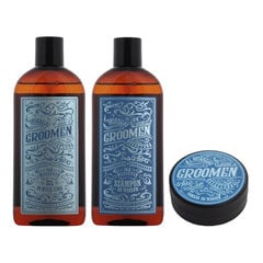 Kūno ir plaukų priežiūros rinkinys Groomen AQUA: šampūnas 300 ml + plaukų pomada 120 g + kūno prausimosi gelis 300 ml цена и информация | Шампуни | pigu.lt