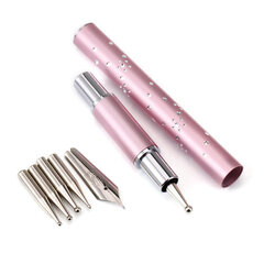 Шариковая ручка, сонда, перо для декорирования ногтей 5 сменных носадок розового цвета цена и информация | Средства для маникюра и педикюра | pigu.lt