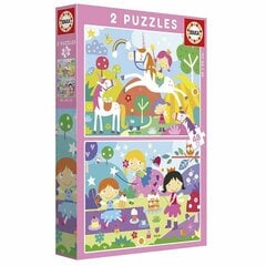 2 dėlionių rinkinys Educa Fantasy world, 48 d. kaina ir informacija | Dėlionės (puzzle) | pigu.lt