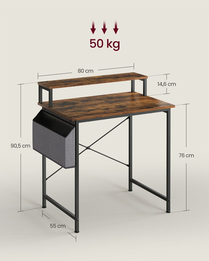 Kompiuterio stalas, rudas цена и информация | Kompiuteriniai, rašomieji stalai | pigu.lt