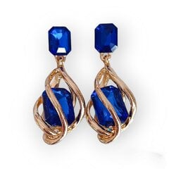 Auskarai moterims su stiklo kristalais Blue Drop KAM1 цена и информация | Серьги | pigu.lt