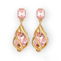 Auskarai moterims su stiklo kristalais Pink Drop KAROZ5 kaina ir informacija | Auskarai | pigu.lt