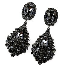 Vakariniai auskarai su stiklo kristalais Black Shine Povj2 kaina ir informacija | Auskarai | pigu.lt