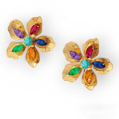 Žavūs auskarai su spalvotais kristalais Gėlė SPALG1 kaina ir informacija | Auskarai | pigu.lt