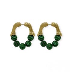 Vintažiniai auskarai moterims Green Stone ZALKAR1 kaina ir informacija | Auskarai | pigu.lt