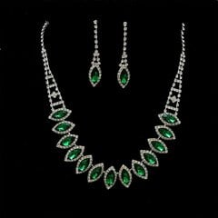 Papuošalų rinkinys moterims su žaliojo stiklo kristalais Zalsid2 kaina ir informacija | Papuošalų rinkiniai | pigu.lt