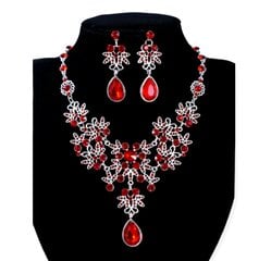 Elegantiškas papuošalų rinkinys moterims su raudonojo stiklo kristalais Luxur44R kaina ir informacija | Papuošalų rinkiniai | pigu.lt