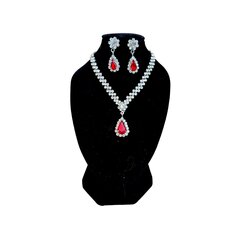 Elegantiškas papuošalų rinkinys moterims su stiklo kristalais Red Luxur102R цена и информация | Наборы украшений | pigu.lt