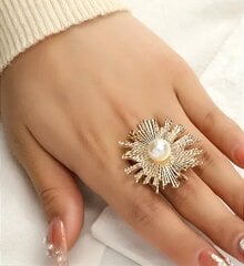 Elegantiškas žiedas moterims su perlo imitacija dydis reguliuojamas Zied09 цена и информация | Кольцо | pigu.lt
