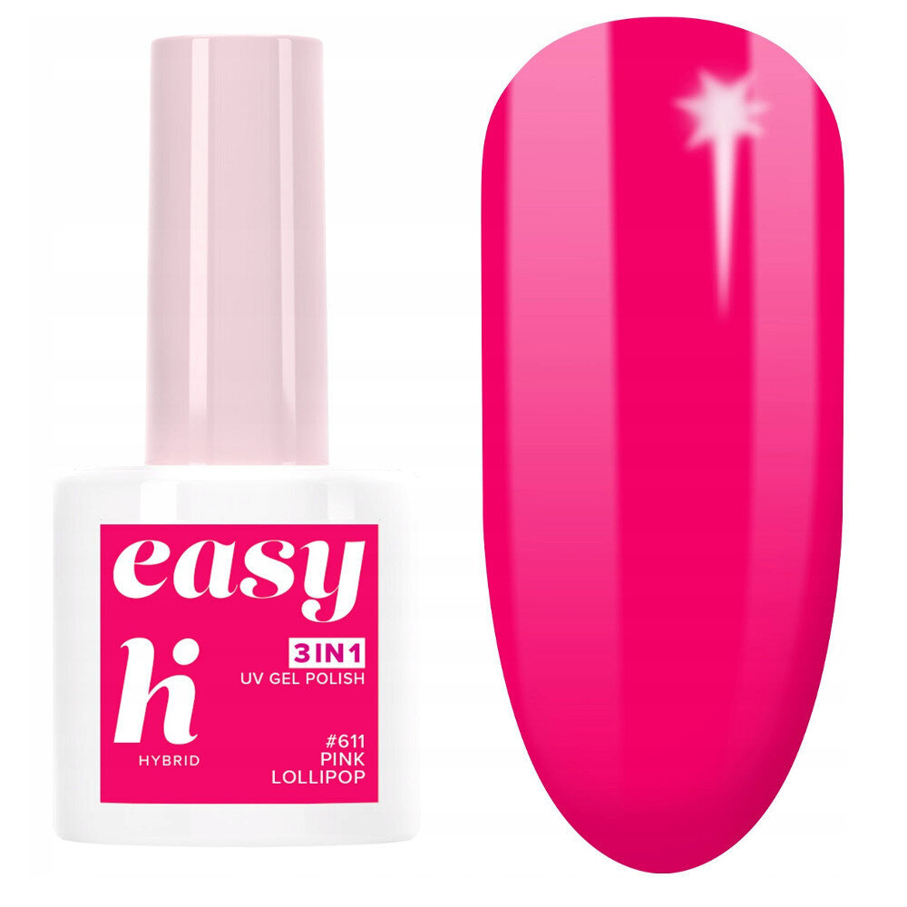 Hibridinis nagų lakas Hi Hybrid Easy 3in1, 611 Pink Lollipop, 5 ml kaina ir informacija | Nagų lakai, stiprintojai | pigu.lt