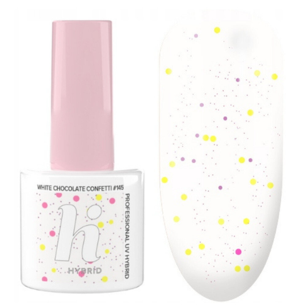 Hibridinis nagų lakas Hi Hybrid, 145 White Chocolate Confetti, 5 ml цена и информация | Nagų lakai, stiprintojai | pigu.lt