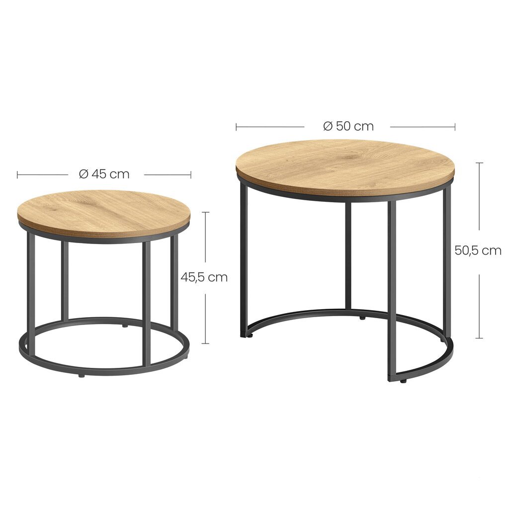 2-ių kavos staliukų komplektas, rudas kaina ir informacija | Kavos staliukai | pigu.lt
