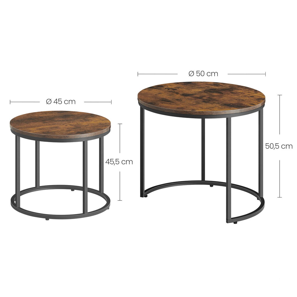 2-ių kavos staliukų komplektas, rudas kaina ir informacija | Kavos staliukai | pigu.lt