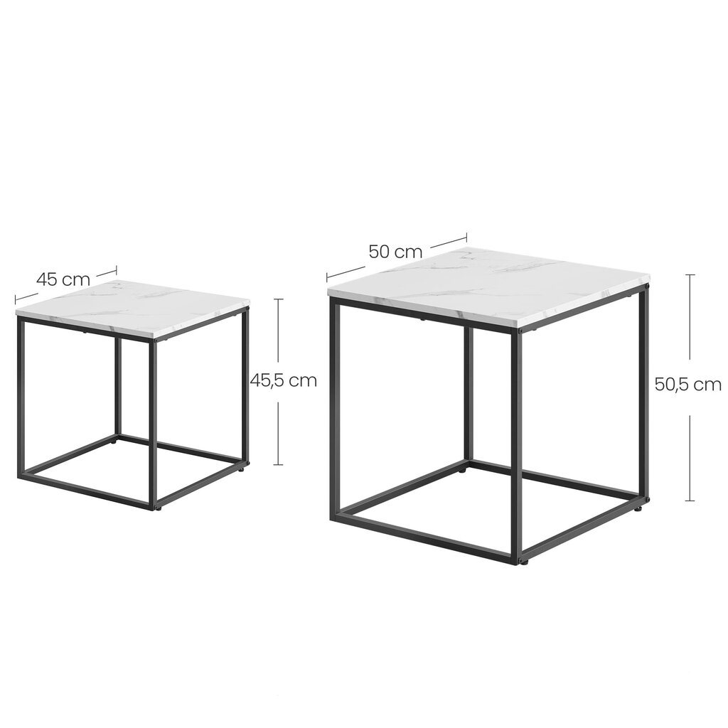 2-jų staliukų komplektas, pilkas/juodas kaina ir informacija | Kavos staliukai | pigu.lt
