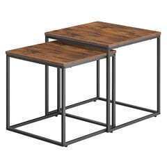 2-jų staliukų komplektas, rudas/juodas kaina ir informacija | Kavos staliukai | pigu.lt