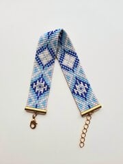Синий браслет с узорами, сплетенный из бисера цена и информация | Женские браслеты | pigu.lt