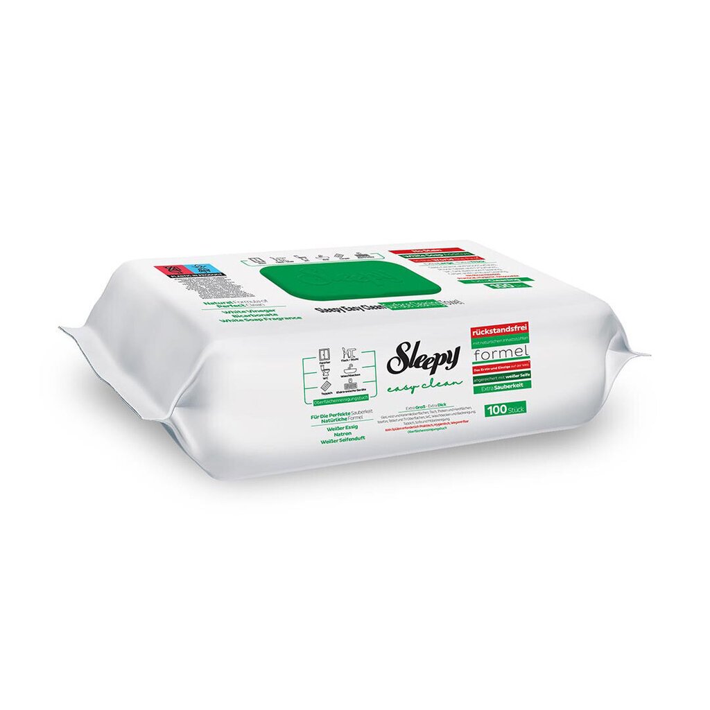 Sleepy paviršių valymo servetėlės Easy Clean White Soap, 100 vnt. цена и информация | Valymo reikmenys ir priedai | pigu.lt