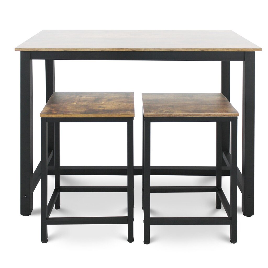 3-ių dalių baro stalo komplektas HB, rudas/juodas kaina ir informacija | Virtuvės ir valgomojo stalai, staliukai | pigu.lt